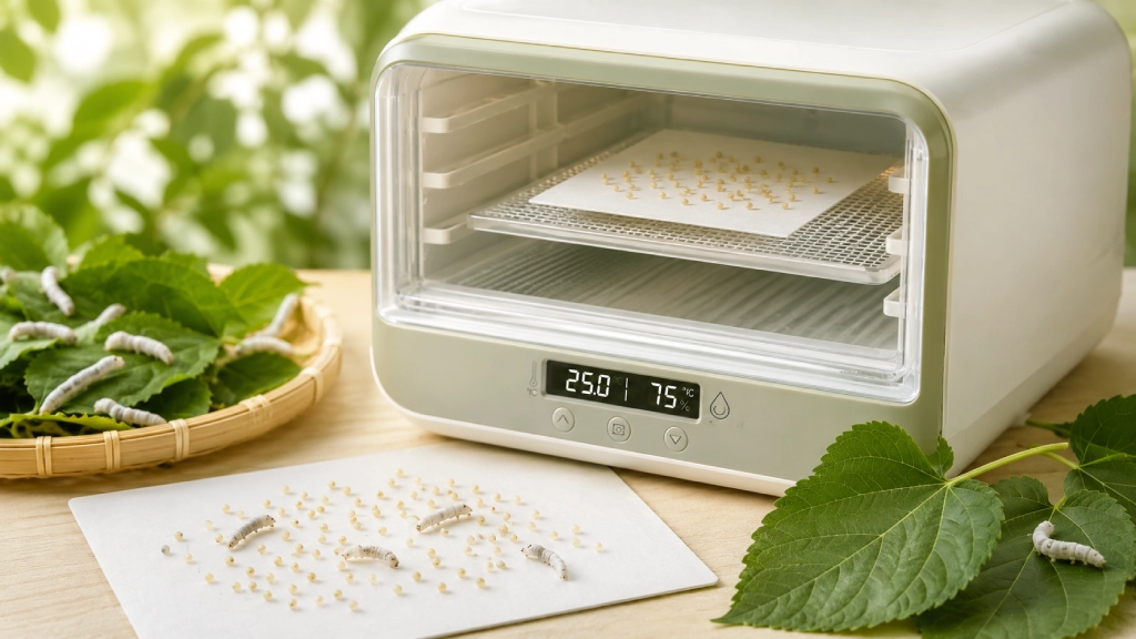 Incubadora de huevos de gusanos de seda automática con control de temperatura y humedad