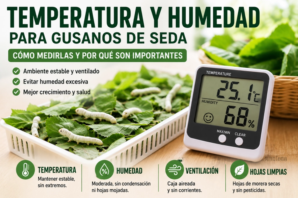 La temperatura y humedad para gusanos de seda: cómo medirlas