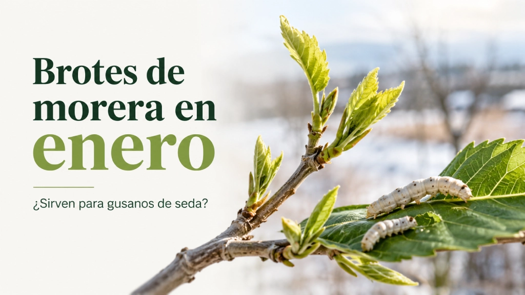 Brotes de hojas de morera en enero